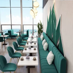 Modern Restaurant Booth Seating Set Cafe Bench Sofa Dining Table Chair Set Commercial Furniture for Coffee Shop Bistro
