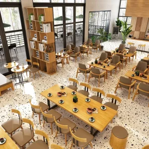 Modern Restaurant Dining Booth Set with PU Leather Seats Metal Frame Plywood Veneer Tabletop Commercial Use 4 Seater