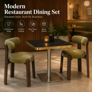 Modern Restaurant Dining Set with Sintered Stone Top Commercial Grade Frame Luxury Seating for Cafe Hotel Bistro Use