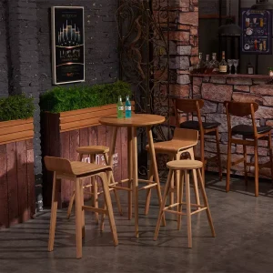Modern Restaurant Furniture Bar Stool Solid Wooden Restaurant Dining Chair Wooden Chair with Backrest and Comfortable Seat