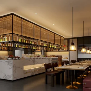 Modern Restaurant Furniture Booth Seating Set PU Leather Sofa Square Dining Table and Chairs for Project