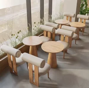 Modern Restaurant Furniture Coffee Shop Dining Tables and Chairs Set for Milk Tea and Sofa Booth Combination