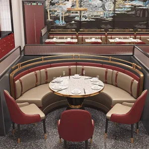 Modern Restaurant Furniture Half Circle Restaurant Booth Sofa with Round Restaurant Table and Chair for Project