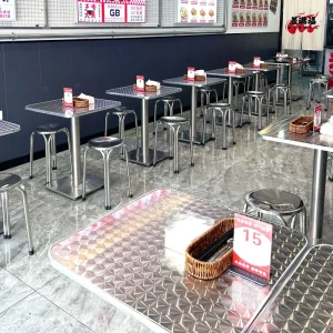Modern Restaurant Furniture Noodle Shop Dining Tables & Stools Unique Patterned Tabletops