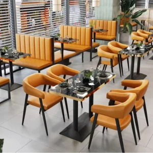 Modern Restaurant Furniture Set Restaurant Tables and Chair Dining Table Set Restaurant Booth Cafe Table and Chairs Iron Booth