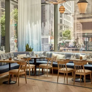 Modern Restaurant Furniture Set Wooden Dining Tables and Chairs Stylish for Café/Bistro/Hotel Dining Areas