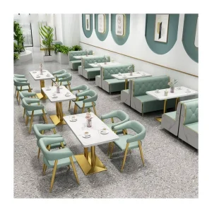 Modern Restaurant Furniture Sets Cafe Fast Food Booth Seating Sofa Metal Dining Tables and Chairs Set