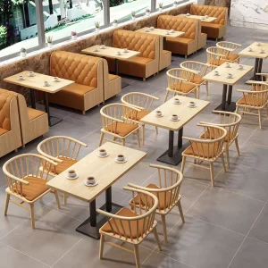 Modern Restaurant Furniture Sets Cafe Fast Food Wooden Dining Restaurant Table and Chair Set