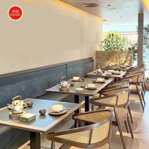 Modern Restaurant Hotel School Commercial Furniture Set Leather Dining Table Gray Sofa Rack Coffee Shop Chair