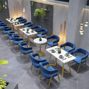 Modern Restaurant Table Velvet Chair Set Commercial Cafe Furniture Coffee Shop Bistro Mall One Stop Solution