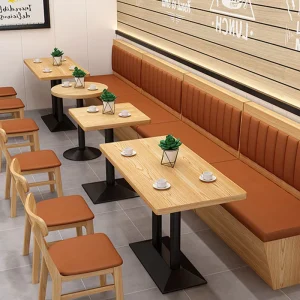 Modern Restaurant Tables and Chairs Booth Sofa Sets Furniture Coffee Cafe Shop Fast Food Bar Wood Booth Seat