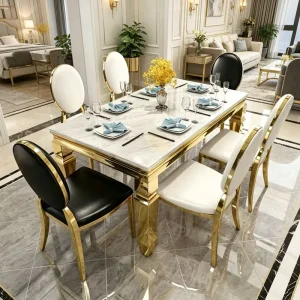 Modern Restaurant and Hotel Dining Set for Rental Apartment Suppliers Durable Stainless Steel Furniture