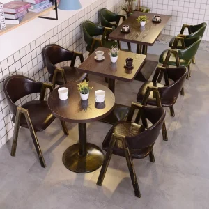 Modern Retro Industrial Iron Solid Wood Round Restaurant Table and Chair Set for Commercial Use 2 3 People 1 Year Warranty
