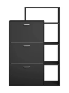 Modern Revolving Shoe Cabinet with 3 Doors Integrated Shoe Rack and Display Rack 2 Rows Adjustable