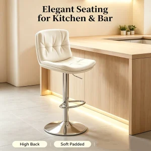 Modern Rotating Bar Stools Adjustable in Height Made of Leather Suitable for Kitchen Islands Restaurants and Hotels