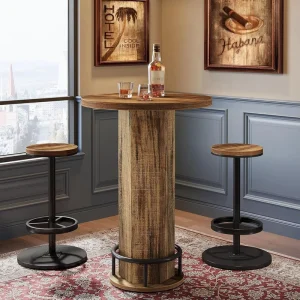 Modern Round Bar Table and Chair Set for Home Bar Living Room Apartment Durable Artificial Board Eco Friendly