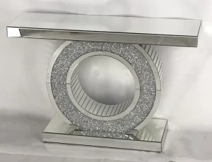Modern Round Glass Extendable Mirror Console Table for Home Office Living Room Bedroom Workshop Dining Furniture for Hotel Use