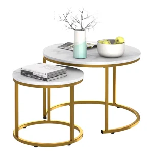 Modern Round Nesting MDF Wood Coffee Table Set Panel Style Home Furniture for Living Room