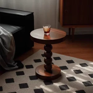 Modern Round Solid Wood Eco-Friendly Adjustable Height Coffee Table Living Room Sofa Side Table