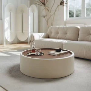 Modern Round Storage Coffee Table Set Living Room Furniture