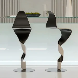 Modern S Shaped Designer Bar Stool Sculptural Unique Bar Chair for Kitchen Island & Commercial Bar Counter