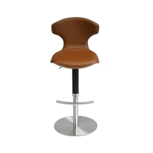 Modern Saddle Leather Swivel Counter Height Stool Adjustable Bar Stool Chair for Kitchen Island Bistro Reception