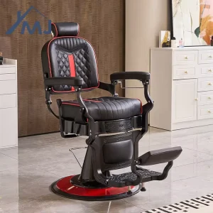 Modern Salon Barbershop Reclining Head Spa Antique Black Barber Chair