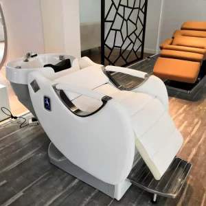 Modern Salon Shampoo Chair Bed with Ceramic Basin Backrest & Legrest 2 CE Motors Salon Sink