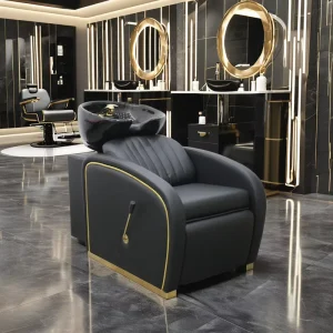 Modern Salon Shampoo Chair with Ceramic Basin and PU Leather Eco Friendly Durable for Hair Wash Salons