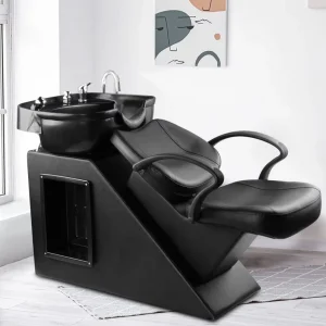 Modern Salon Shampoo Unit with Deep Basin Hair Salons Professional Reclining Backwash Station Water Massage Bed