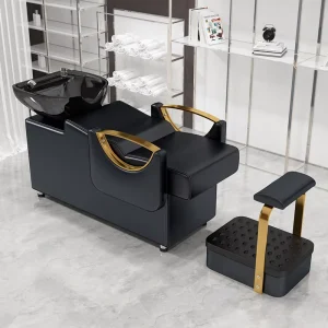 Modern Salon Sink Shampoo Chair Portable Barbershop Hairdressing Hair Washing Gold Bed Ceramic Basin for Spa Barbers