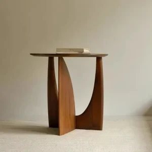 Modern Scandinavian Solid Wood Side Table, Sofa Coffee Table, Corner Table for Living Room, Small Apartment, Walnut Color