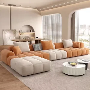Modern Scandinavian Velvet Sofa Soft Comfortable Velvet Modular Living Room Furniture L Shape Sofa for Home Hotel Office