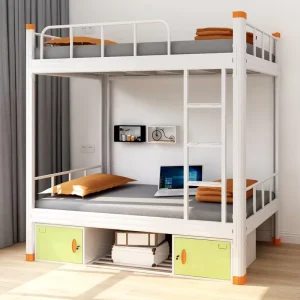 Modern School Bunk Beds Upper Lower Detachable Dormitory Metal Frame High Low Storage Beds