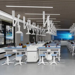 Modern School Chemistry Biology Lab Workbench Aluminum Alloy Frame Chemguard Surface Student Experiment Table Sink Power Socket