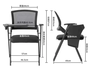 Modern School Classroom Chair with Adjustable Training Wheels for Writing Pad Meeting Conference