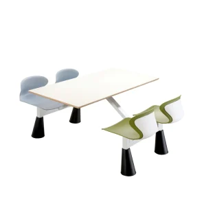 Modern School Desk and Chair Design 4Seater Steel Frame Dining Hall Table and Chair Set for School Canteen PP Material