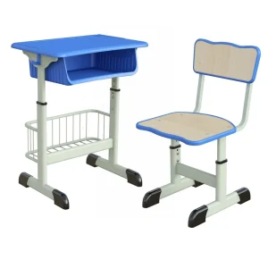 Modern School Furniture Ergonomic Adjustable Height Fireproof HDF Kids Student Study Desk and Chair Set for Children