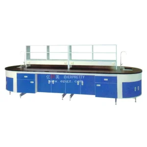 Modern School Furniture Wooden Laboratory Table with Reagent Shelf Lab Table for Students