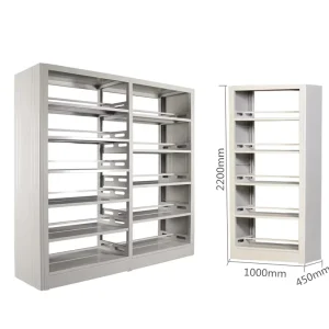 Modern School Library 6 Layer Two Side Metal Bookshelves with Magazine Rack Shelving