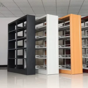 Modern School Library Furniture Double Column Metal Bookshelf with 5 Layers Durable Easy Assembly