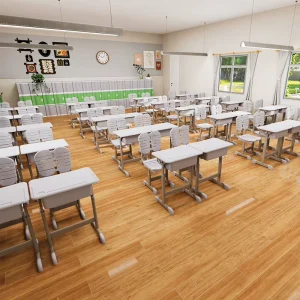 Modern School Sets Custom Student Desk and Chair with Drawer for Classroom Use