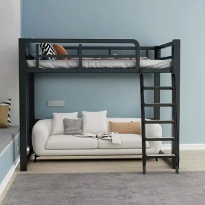 Modern School Student Furniture Steel Adult Single Bed Frame Full Size Extra Large with Staircase Attic Bed