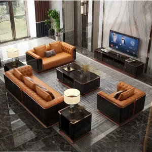 Modern Sectional Hotel Lobby Leather Chesterfield 1+2+3 Seat Sofa Set for Living Room Furniture