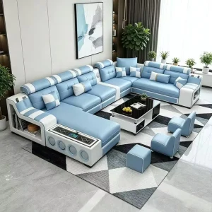 Modern Sectional Nordic L U Shaped Reclining Cooling Sofa Set Fabric Living Room Sofa for Apartment & Hotel Use