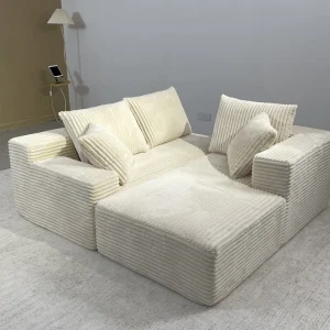 Modern Sectional Tufted Design Sponge Filled Fabric Reclining Sofa Bed Daybed Set Home Office Apartment Hotel Living Room