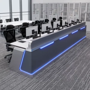 Modern Security Steel and Wooden Monitoring Console Desk for Server Control Room