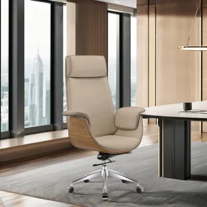 Modern Senior Luxury Ergonomic PU Leather Executive Office Chair with Cooling Extendable Features and Swivel Rotation