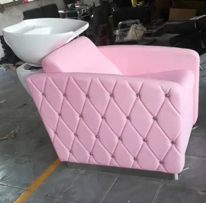 Modern Shampoo Chair Backwash Unit Shampoo Bowl Hairdressing Sink Chair Salon Furniture Salon Washing Hair Ceramic Basin