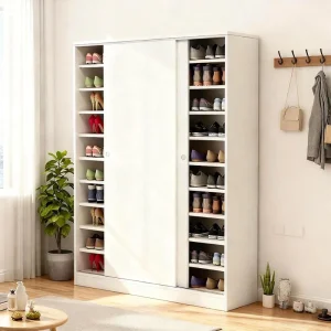 Modern Shoe Cabinet Sliding Door Shoe Cabinet Large Wooden Shoe Rack Design Cabinet